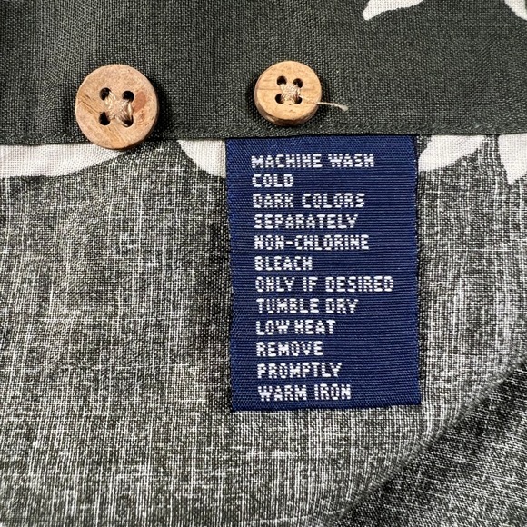 Chaps Ralph Lauren Button Down Shirt Men's L Green Cream Leaf Safari NWT - Picture 6 of 10